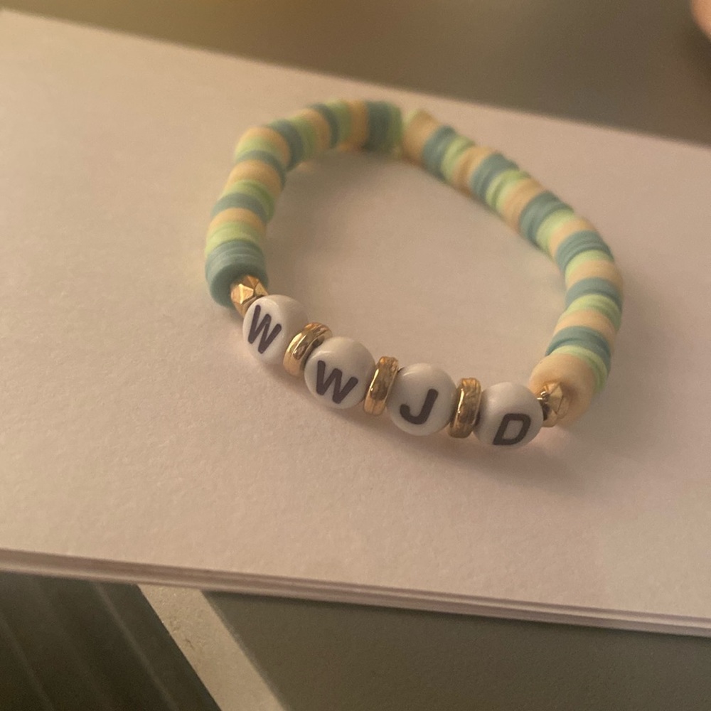What would Jesus do? clay bead bracelet